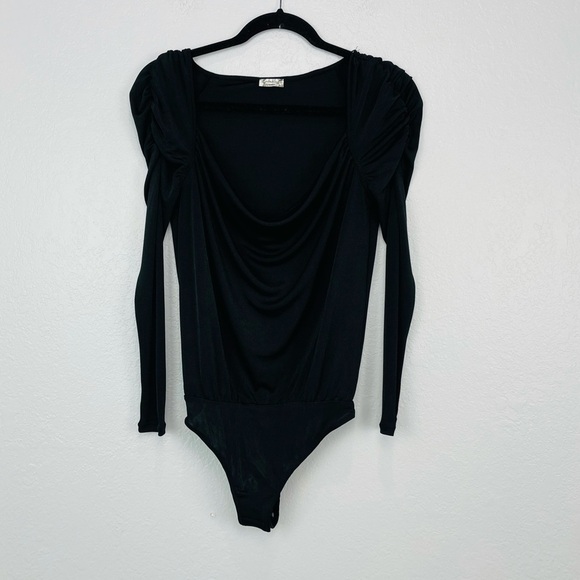 NWT Free People | Oh Lucky You BLACK COWL NECK Bodysuit - Picture 4 of 9